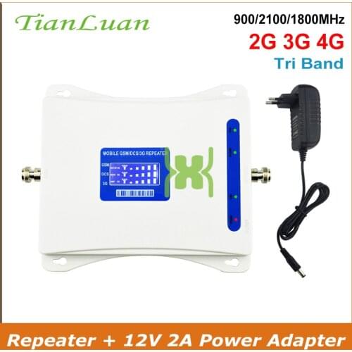 TianLuan Mobile Signal Booster 2G 3G 4G GSM 900MHz LTE DCS 1800MHz UMTS W-CDMA 2100MHz Cell Phone Signal Repeater Band 1, 3, 8