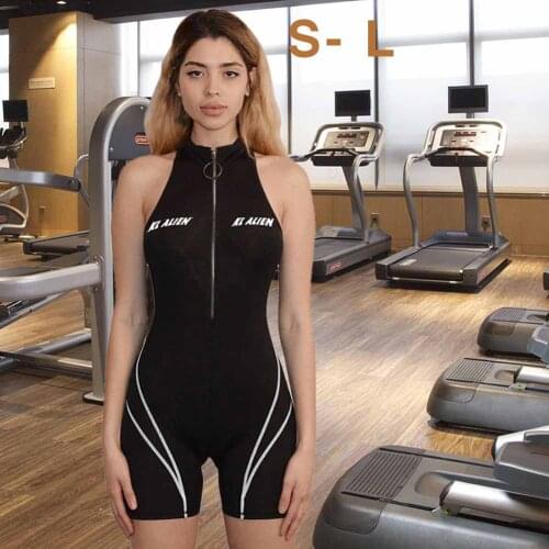 Womens Sportswear Yoga Set One Piece Sexy Sleeveless High Neck Print Tights Jumpsuit For Fitness Running Exercise Custody