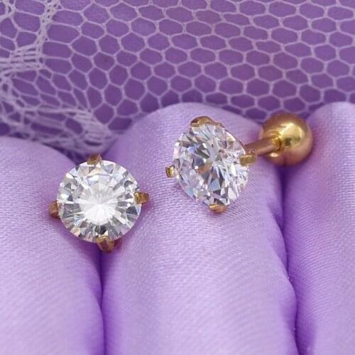 Zircon Earrings for Women Stainless Steel Fashion Jewelry Black Gold Earring Korean Fashion New Ladies Simple Earrings Wholesale