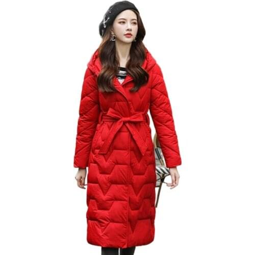 Plus size S-3XL Women Long Slim Hooded Down Jacket Winter Warm Casual Elegant Office ladys Parka New England Thicken Basic Coat