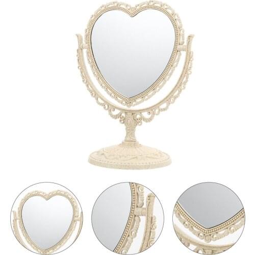 1Pc Vintage Elegant Makeup Mirror Tabletop Cosmetic Mirror Swivel Mirror
