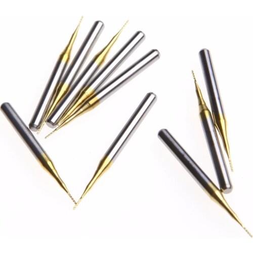 10pcs New Titanium Coat Carbide 3.175x0.5mm End Mill Engraving Bits CNC Cutters