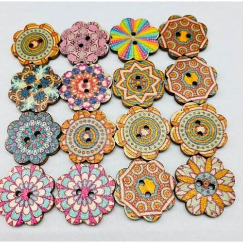 1000pcs 20mm Wood Natural Mixed Floral Flower 2 Holes Buttons Sewing Embellishments Cardmaking Scrapbook DIY Rustic Facny Crafts