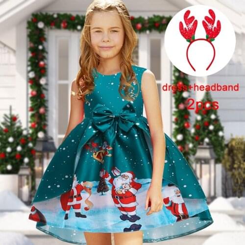 2021 Winter Christmas Dress Baby Girl Snowflake Kids Dresses For Girls Children Costumes Cartoon Pattern Party Cosplay Clothes