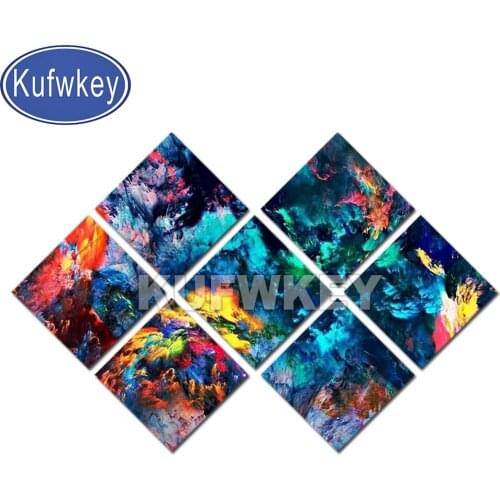 5d round cross stitch diamond painting Abstract painting,DIY rhinestone hand puzzle diamond embroidery mosaic painting 7 Pieces