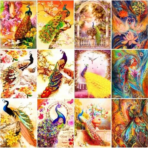 AZQSD Diamond Embroidery Peacock Mosaic Full Drill Diamond Painting Animal Cross Stitch Rhinestones Needlework Home Decoration