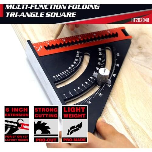 Aluminum alloy Folding triangle ruler Line ruler Metric and inch triangle ruler Woodworking Angle ruler carpentry tools