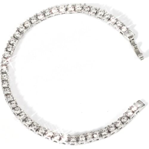 Brass Tennis Bracelet AAA CZ 4mm1 Row Cubic Zirconia Gold Silver Color Bracelet for Men Women Iced Out Hip Hop Jewelry