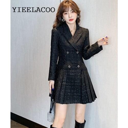Black Hepburn style dress spring / autumn womens dress fashion high-end suit mini one-piece dress