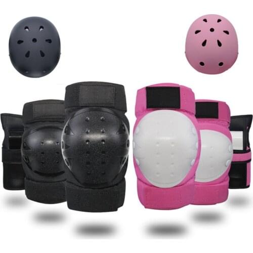 Kids S M L 6 Pads Helmet Roller Skating Skateboard Cycling Scooter Boy Girl Sleeve Bandage Wrist Eblow Knee Protector Guard Pads