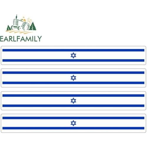 EARLFAMILY 4pcs Car Stripe Motorcycle Racing Flag Sticker Skateboard Decal Bike Moto Tuning Israel Car Stickers