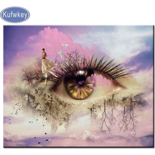 Fantasy diamond mosaic lady eye landscape full square complete diamond embroidery kit diamond painting ballerina girl sticker