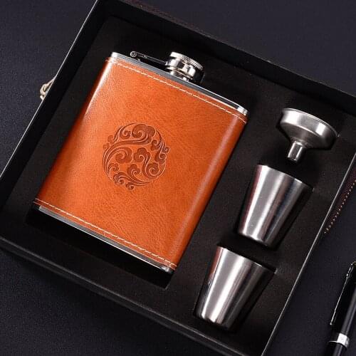 Stainless Steel Hip Flask Set Best Man Gift Box Packing Luxury Alcohol Hip Flasks Whiskey Wine Bottles Drinkware Groom Gift 7oz