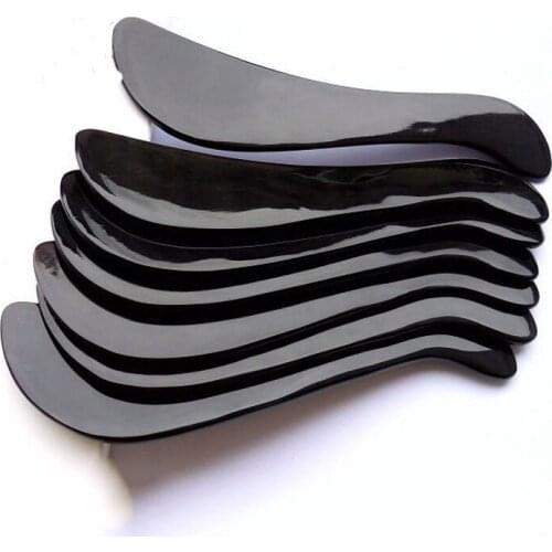 Gua sha massage tool Black Buffalo Horn Gua Sha Board Guasha Plank Care Tool Long S Type Beauty Acne Scraping Plate Massage