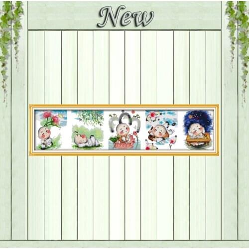 The lovely little monks(view picture) cartoon Counted Print on canvas kits needlework DMC 11CT 14CT Cross Stitch Sets embroidery