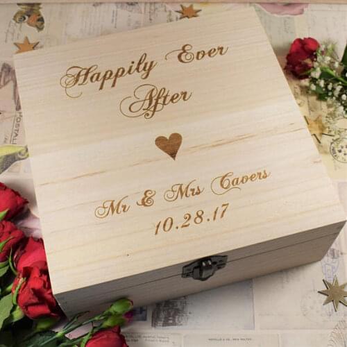 Customize Engraved Rustic Wedding anniversary Memories Couples gift Bespoke Box Keepsake Boxes jewelry storage containers