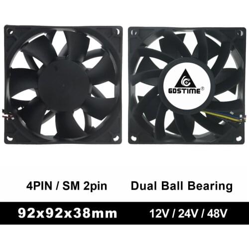 1PCS 9238 DC 12V 24V 48V 4pin SM2.54 PWM FG Funtion 9cm 92x38mm 92mm Dual Ball Big Airflow PC CPU Axial Case Cooling Cooler Fan