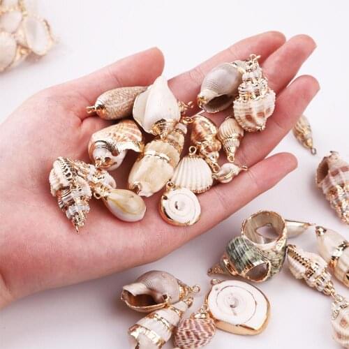 15 Styles 2Pcs/lot Natural Shell Pendant Tiny Conch Cowrie Shells Beads For Charms Jewelry Making Necklaces Bracelet Accessories