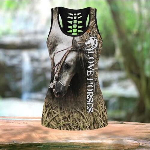 Beautiful Horse Womens 3D Print Tanks Top Female Harajuku Backless Hollow Out Vest Summer T-Shirt Yoga Sleeveless Garment 02