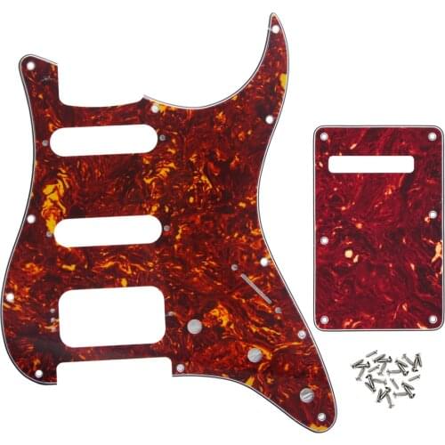 FLEOR Set of 11 Hole SSH Guitar Pickguard Back Plate Screws for USA/Mexico Strat Guitar Scratch Plate Red Tortoise 4Ply