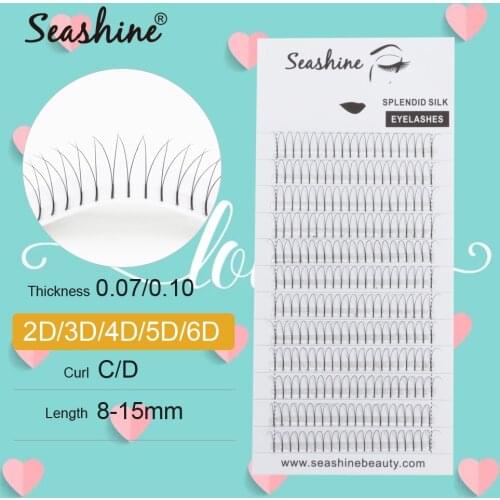 Seashine Lashes Extension Pre Made Fans 2D/3D/4D/5D/6D Russian Volume Lashes Makeup tools Eyelash Extension Supplier