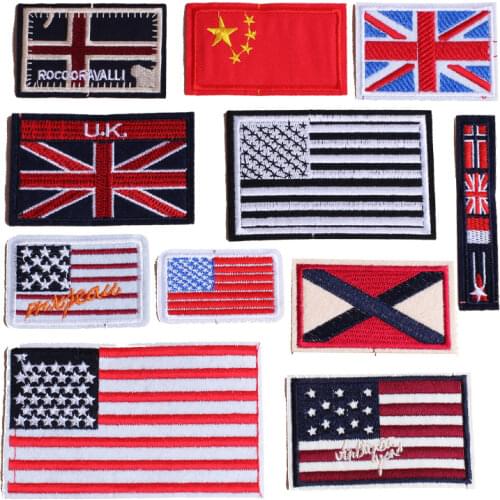 Flag Patches Iron on Patches for Clothing Stripe Square Badges Embroidered Patches for Clothing Stickers on Clothes DIY Applique