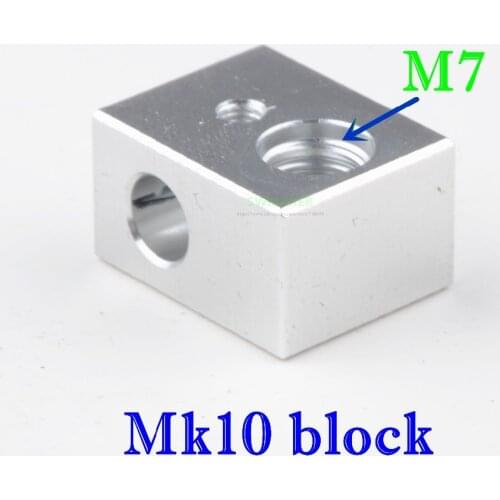 New type MK10 Heater Block heating aluminum block M7 thread for Flashforge MK10 extruder 3D printer parts 1pcs