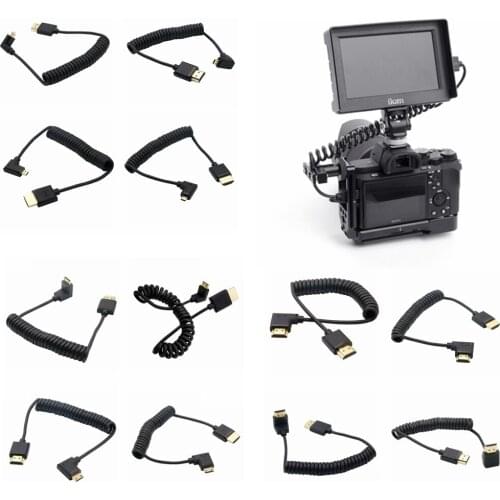 OD3.2mm spring retractable cable up down left right elbow micro/mini hdmi-compatible version 2.0 2k 4k hd @60hz HD cable 1.2m