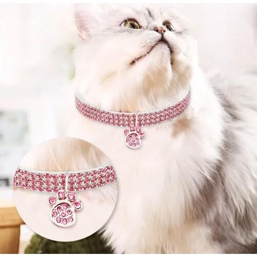Necklace For Bling Collars With heart Pendant Diamond Puppy Dog Pet Collars Pet Shiny Full Rhinestone Necklace Collar