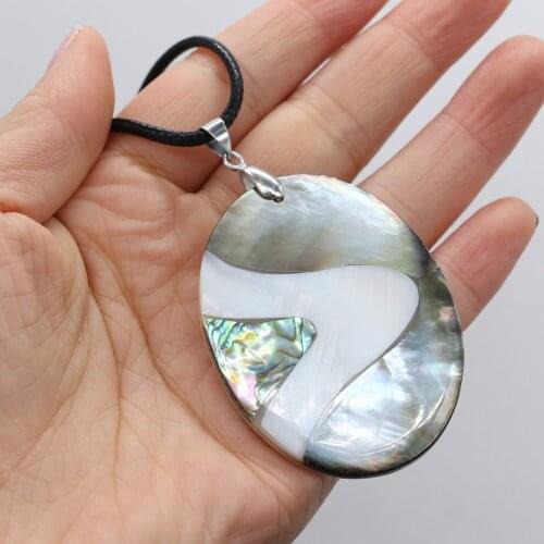 Natural Shell Necklace With Egg-Shaped Pendant Leather Cord 2MM Charms For Elegant Women Love Romantic Gift