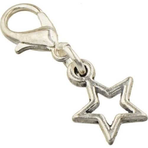 Charms With Clasps DIY Handcraft Fastening Retro Silver Star Open Hollow Metal 29mm Jewelry Components 50pcs Goldfeu Wholesaler
