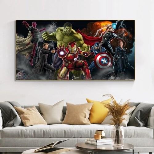 Marvel Superhero Comic Canvas Painting Hulk Iron Man Spiderman Posters and Prints Wall Art Pictures for Living Room Decor Cuadro