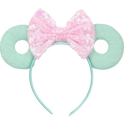 Disney 3.3 "Mouse Ears Headband New Arrival Glitter Sequins Donut Cute Spring Hair bands For Women Girls Hair Accessories