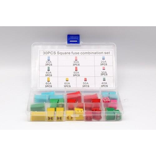 Useful 30pcs Car Fuse FMX Female Maxi Fuse Assortment LOW and TALL/STD Shaped Assortment Fuse 20A 30A 40A 50A 60A