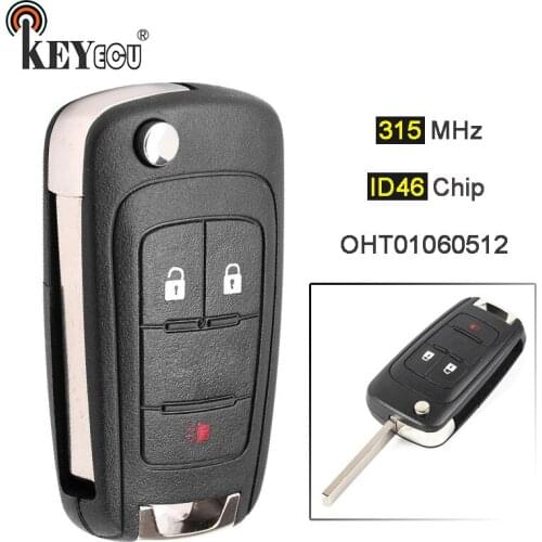 KEYECU 315MHz ID46 Chip OHT01060512 KR55WK50073 2+1 3 Button Flip Remote Key Fob for Chevrolet Equinox SonicTerrain