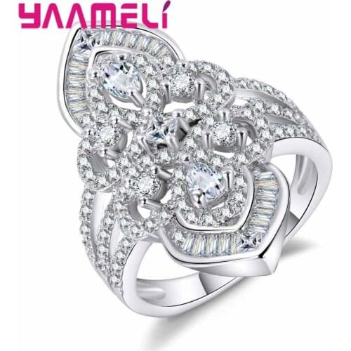 Luxury Special Charm Design 925 Sterling Silver Flower Ring Big Sale Wedding Bridal Jewellery for Women Lover Gift