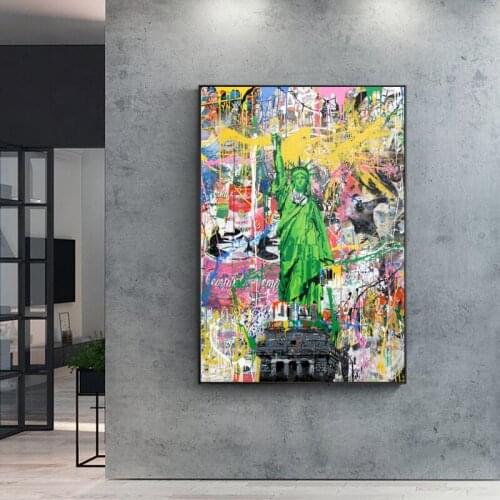 Statue of Liberty Street Graffiti Art Canvas Painting on The Wall Art Posters and Prints Abstract Wall Picture for Home Decor