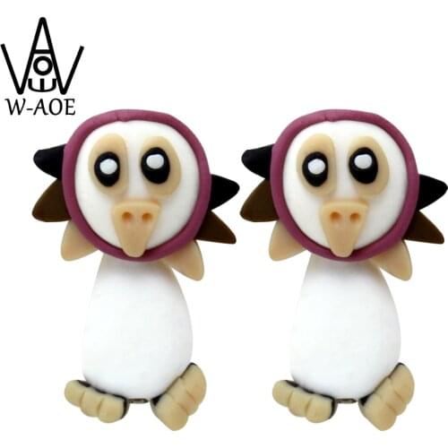 TTPAIAI 30 Handmade Polymer Clay Cute Owl Stud Earrings Fashion Jewelry Cartoon 3D Animal Earrings For Women Girl Kid Gift