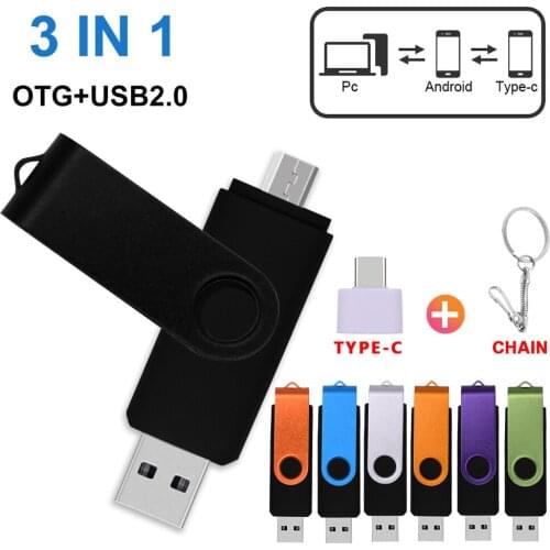 USB Flash Drive High Speed OTG Pendrive USB Stick 3 In 1 Flash Drive OTG Real Capacity PenDrive 4GB 8GB 16GB 32GB 64GB Free Logo