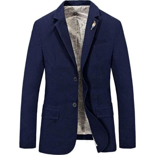 Brand Autumn Jacket Men Blazer Jacket Casual Fashion Jackets Coats Single Breasted Cotton Coat Men Male Plus Size S-4XL
