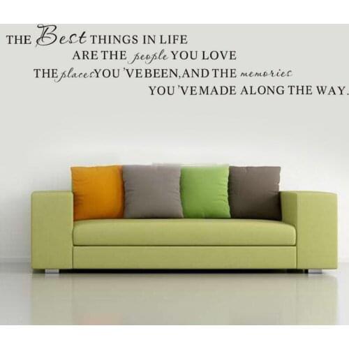 The best things in life motto vinyl quote wall decal home decor living room art mural removable wall stickers