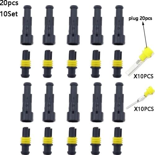 10 sets Kit 1P 1Pins Way AMP 1.5 Super seal Waterproof Electrical automotive Wire Connector Plug for car Motorcycle