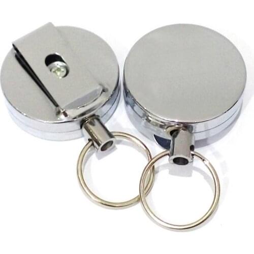 60cm Resilience Retractable Wire Rope Anti-lost Key Chain Ring Holder Finder Anti-lost Outdoor Tools Secure Carabiner Clip