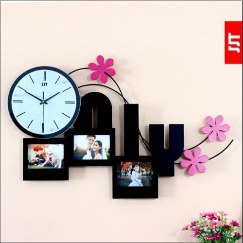 Luminousness wall clock photo frame combination only fashion silent watch decoration wall clock table
