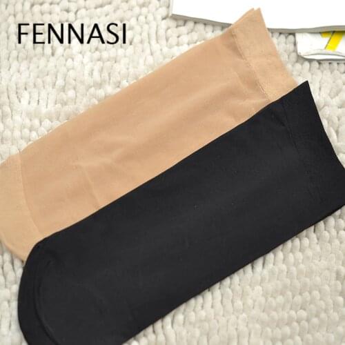 FENNASI 10 Pairs Hot Sale Summer Style Silk Women Transparen Socks Casual Thin Socks Elastic Breathable Hosiery Black Skin Socks