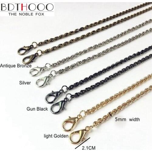 Gold/Silver/Gun Black/Bronze 5mm Metal Replacement Purse Chain Shoulder Crossbody Bag Strap for Cluth Bag, Small Handbag Handle