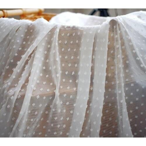1Meter 150CM Wide Jacquard Dots Polyester Fabric Chiffon For Shirt Dress Sewing Solid Color DIY Clothing Home Textile Materials