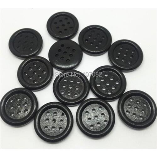 200pcs Black Wood 9 Holes Buttons 20MM Fancy Button For Scrapbooking Garment Sewing Accessories Embellishments
