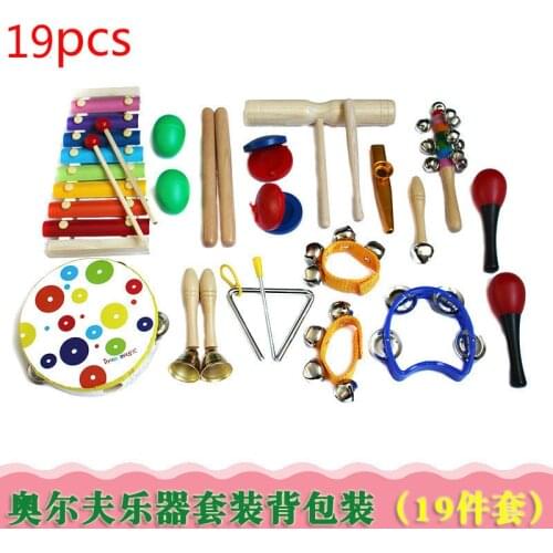 27pcs Baby Toy Music Instrument Toys Wooden Percussion Xylophone Maraca Rattles Kids Preschool Education Toys With Storage Bag