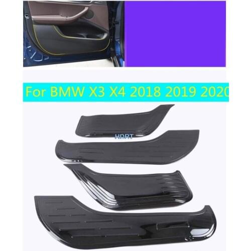 For BMW X3 X4 2018 2019 2020 4pcs Car Accessory Stainless Inner Door Anti-kick Pad Cover Trim Frame Interior Decoration Molding